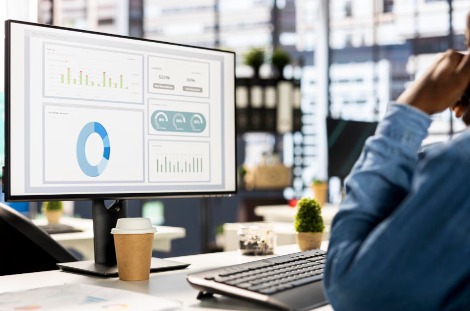 women reviewing business metrics